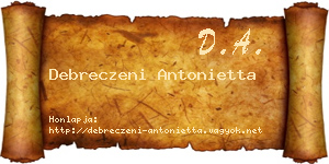 Debreczeni Antonietta névjegykártya